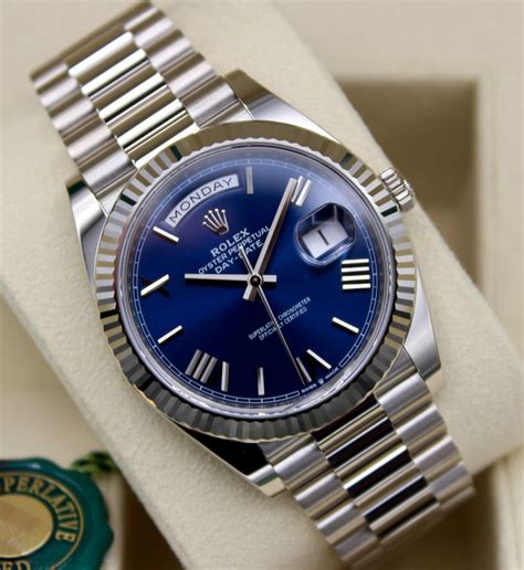 blue rolex daydate|Rolex Day-Date watch price.